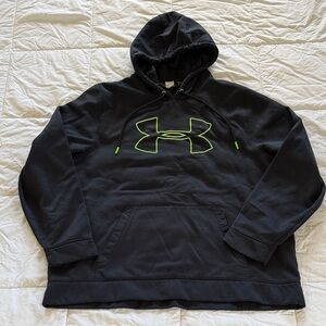Under Armour Men's Black Hoodie with Neon Green Logo